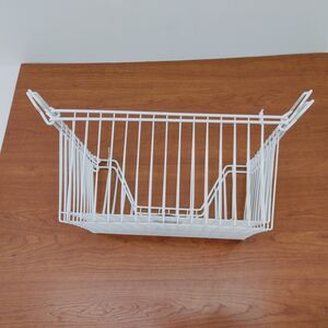 2 - White Metal Shelf Storage Baskets Organizer for Kitchen Cabinet‎ or Fridge